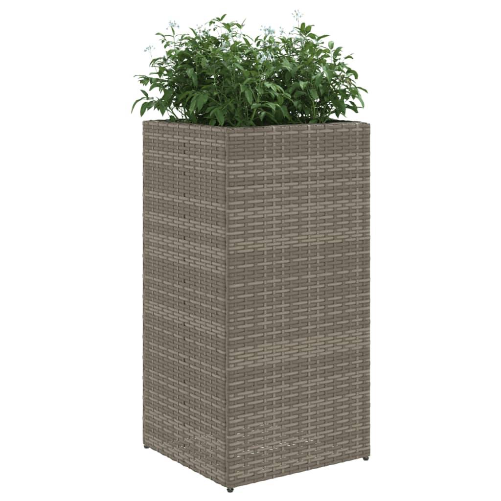 vidaXL Pflanzkübel 2 Stk. Grau 40x40x80 cm Poly Rattan