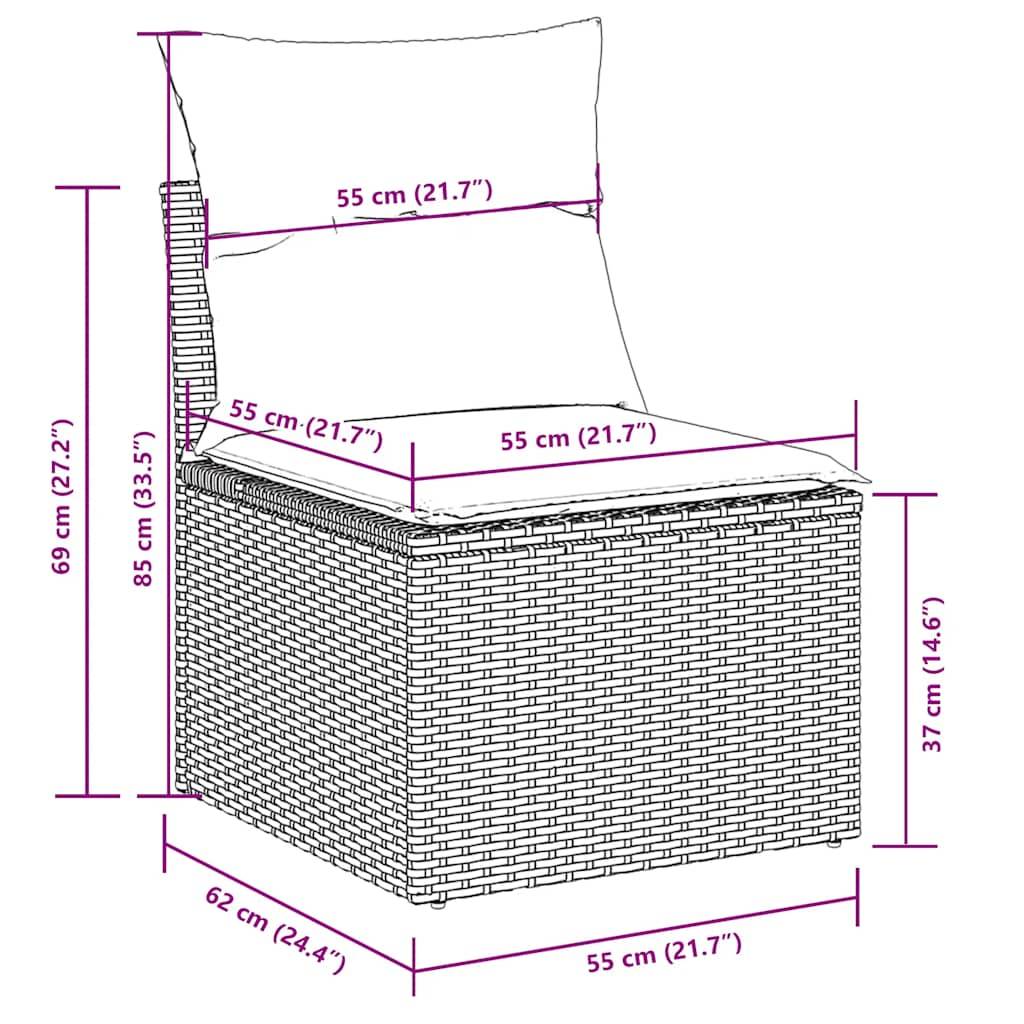 vidaXL 11-tlg. Garten-Sofagarnitur mit Kissen Schwarz Poly Rattan