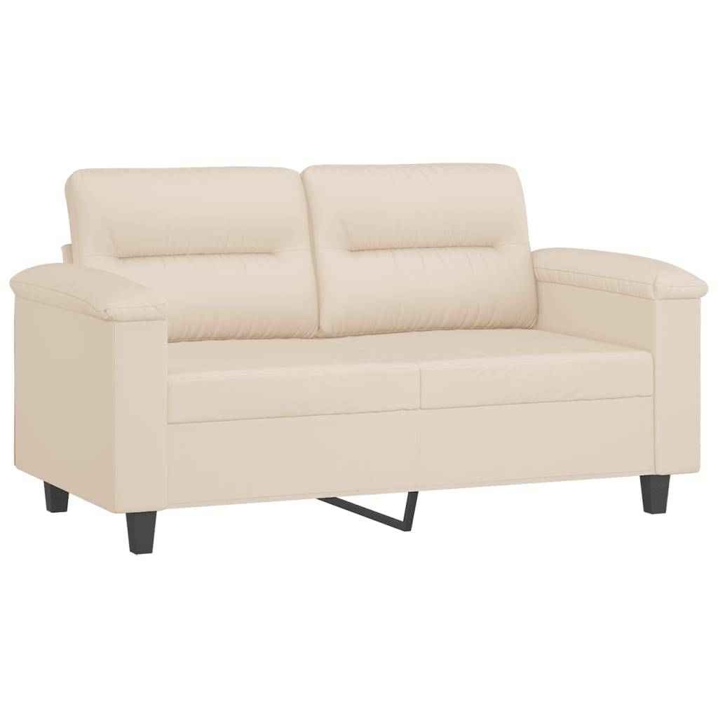 vidaXL 3-tlg. Sofagarnitur mit Kissen Beige Mikrofasergewebe