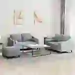 vidaXL 3-tlg. Sofagarnitur mit Kissen Hellgrau Stoff vidaXL 3-tlg. Sofagarnitur mit Kissen Hellgrau Stoff