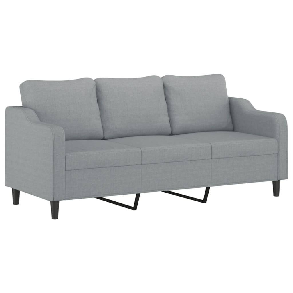 vidaXL 3-tlg. Sofagarnitur mit Kissen Hellgrau Stoff