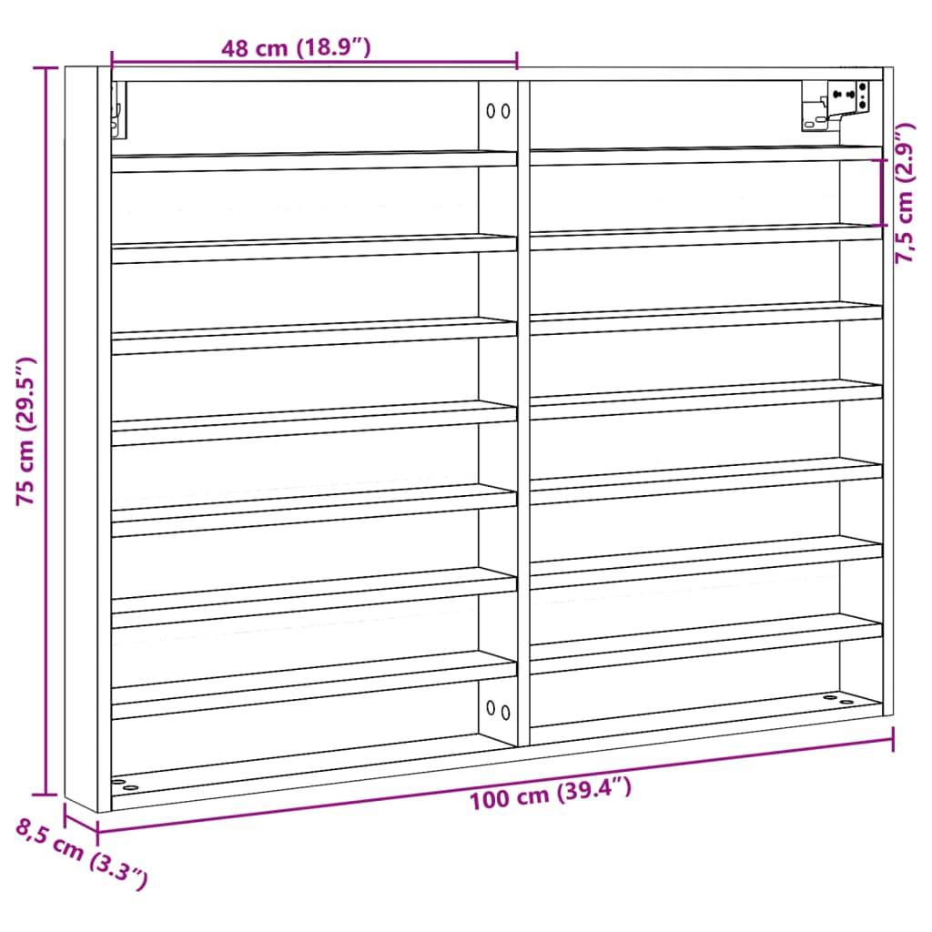 vidaXL Vitrinenschrank Räuchereiche 100x8,5x75 cm Holzwerkstoff