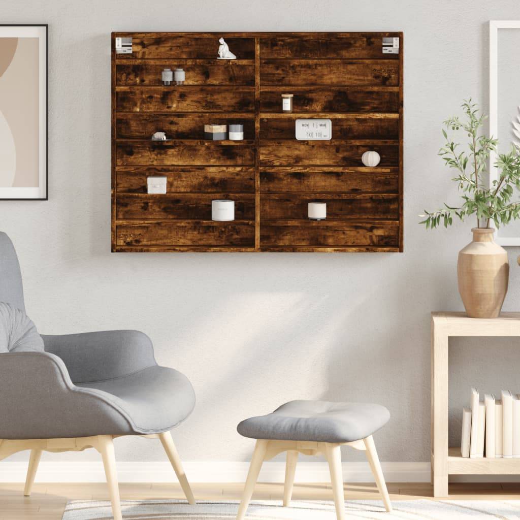 vidaXL Vitrinenschrank Räuchereiche 100x8,5x75 cm Holzwerkstoff