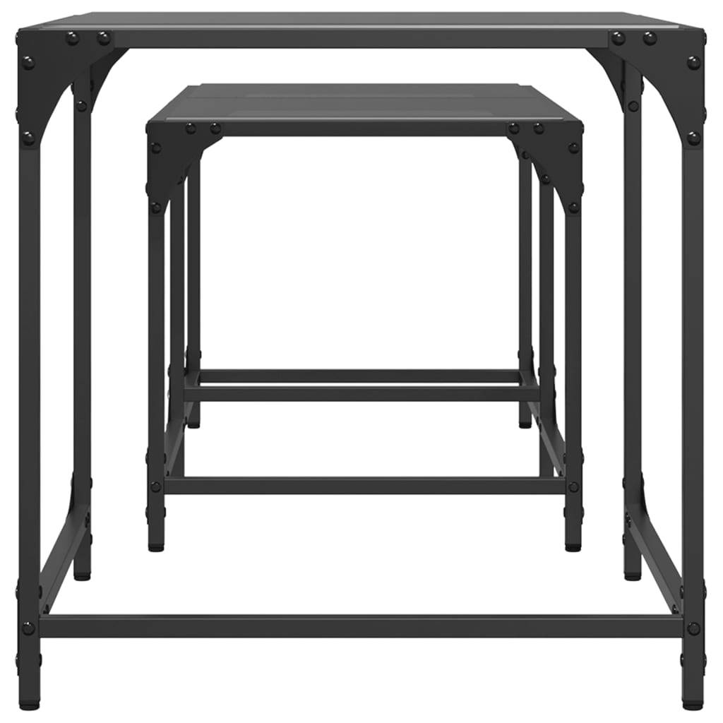 vidaXL Satztische 2 Stk. mit Glasplatte Schwarz Stahl