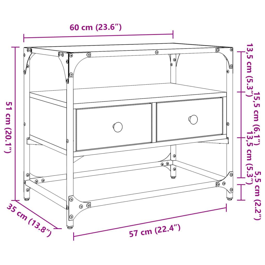 vidaXL TV-Schrank mit Glasplatte Sonoma-Eiche 60x35x51cm Holzwerkstoff