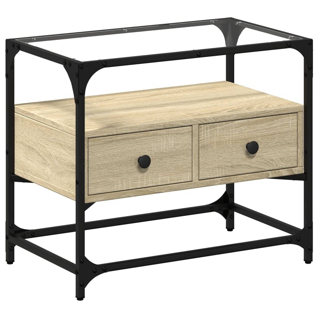 vidaXL TV-Schrank mit Glasplatte Sonoma-Eiche 60x35x51cm Holzwerkstoff