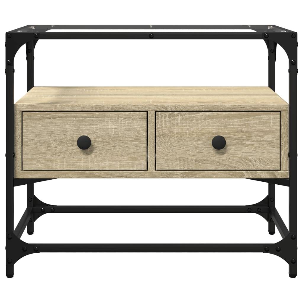 vidaXL TV-Schrank mit Glasplatte Sonoma-Eiche 60x35x51cm Holzwerkstoff
