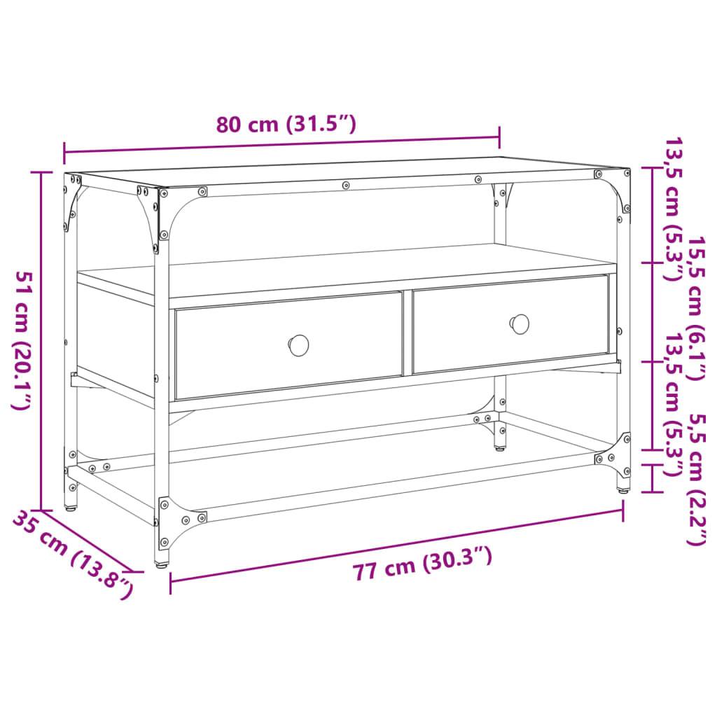 vidaXL TV-Schrank mit Glasplatte Sonoma-Eiche 80x35x51cm Holzwerkstoff