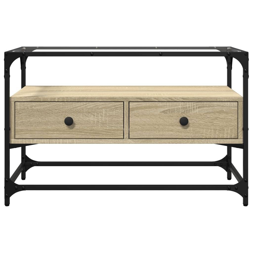vidaXL TV-Schrank mit Glasplatte Sonoma-Eiche 80x35x51cm Holzwerkstoff