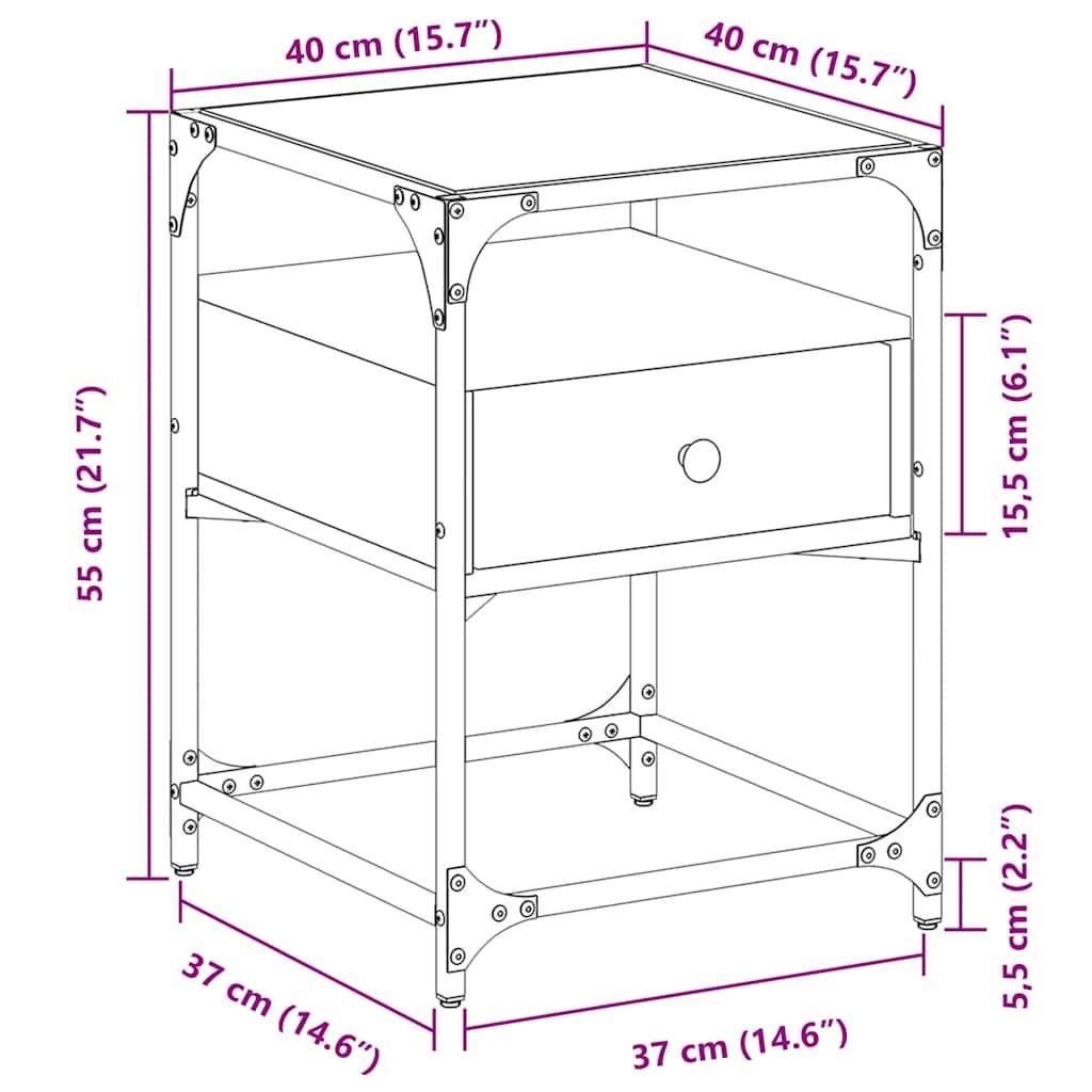 vidaXL Nachttische 2 Stk. Sonoma-Eiche 40x40x55 cm Holzwerkstoff