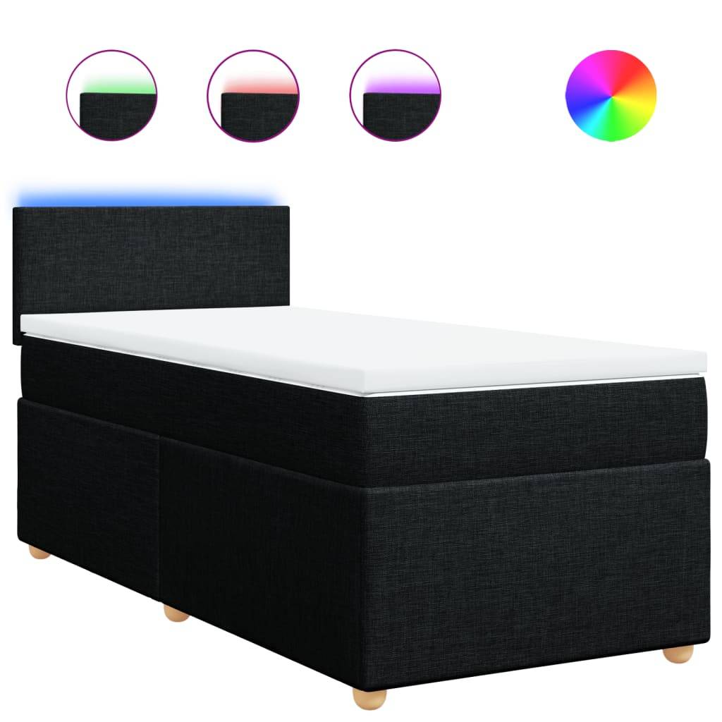 vidaXL Boxspringbett mit Matratze Schwarz 80x200 cm Stoff