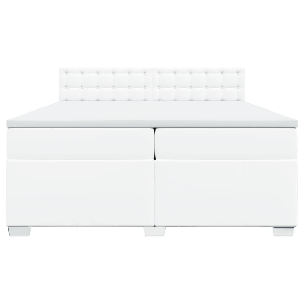 vidaXL Boxspringbett mit Matratze Weiß 200x200 cm Kunstleder