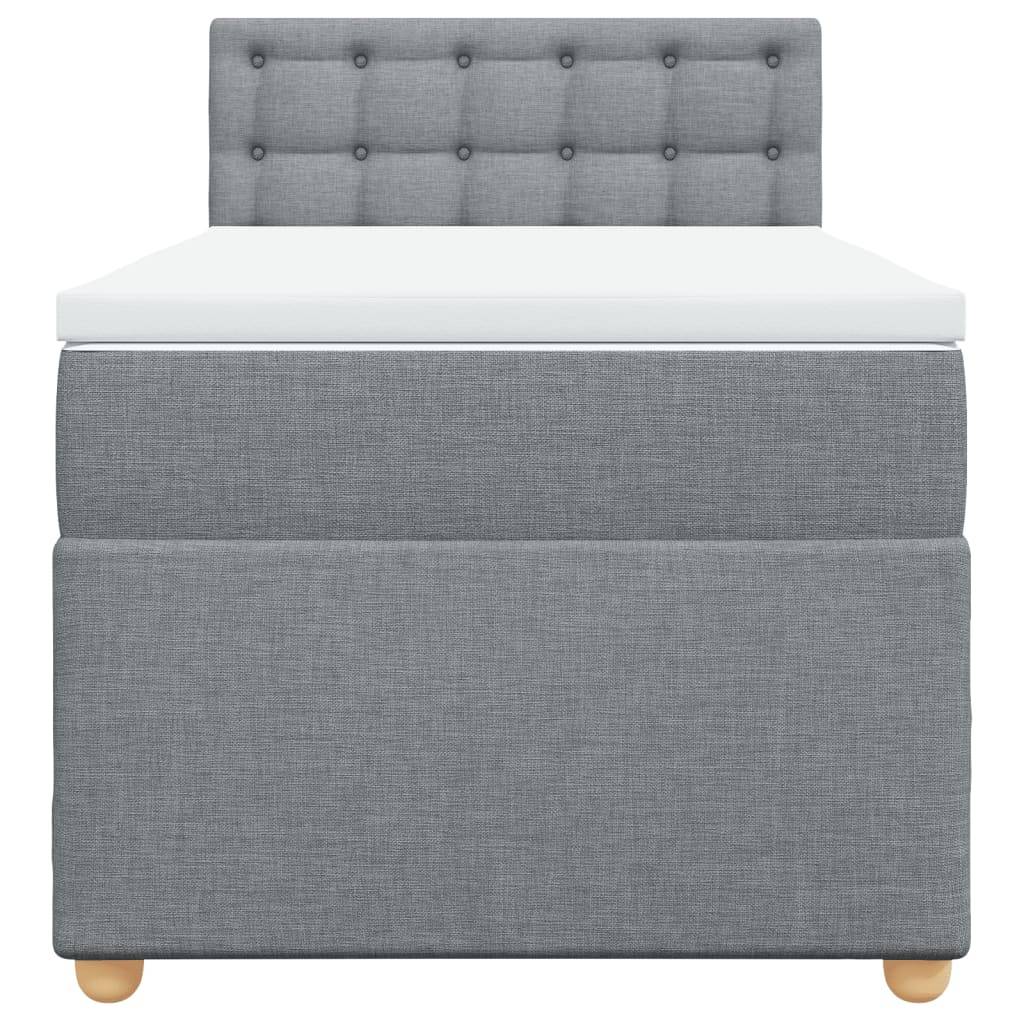 vidaXL Boxspringbett mit Matratze Hellgrau 90x200 cm Stoff