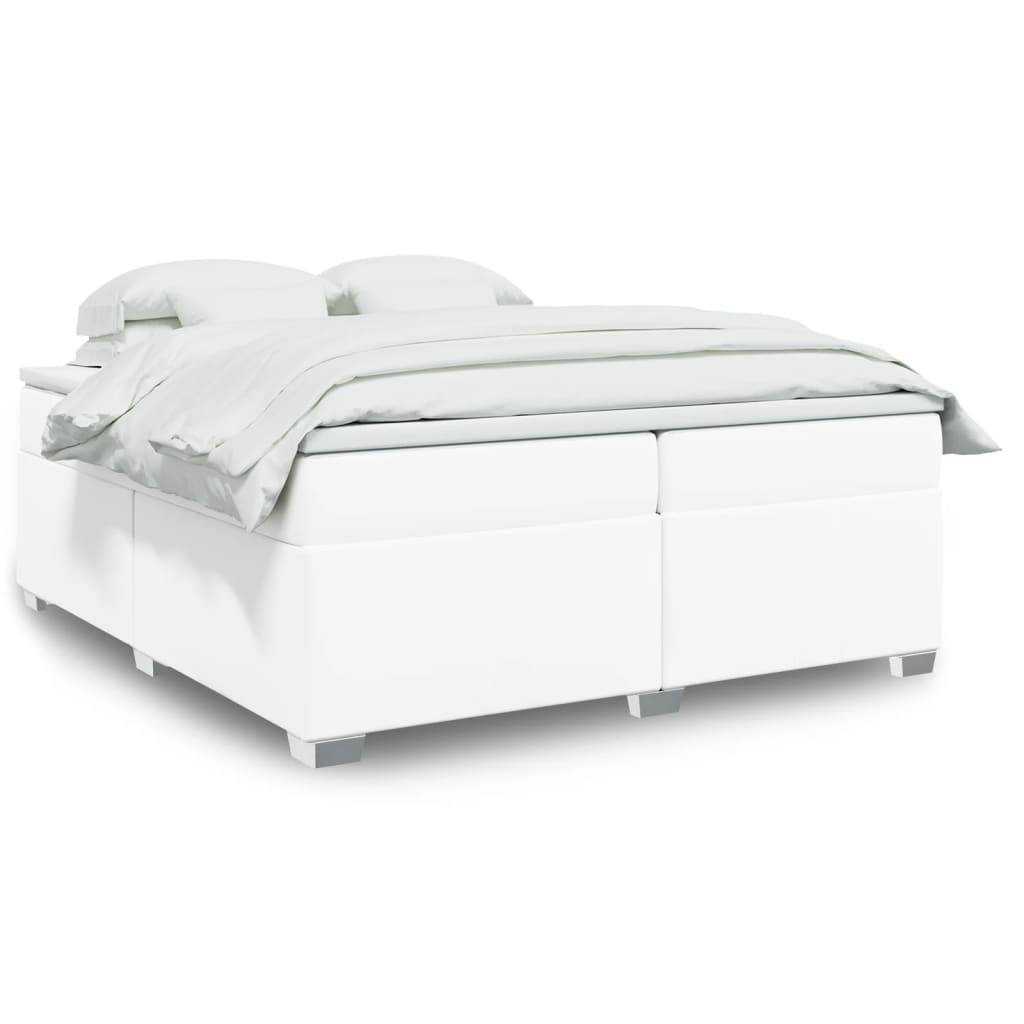 vidaXL Boxspringbett mit Matratze Weiß 200x200 cm Kunstleder