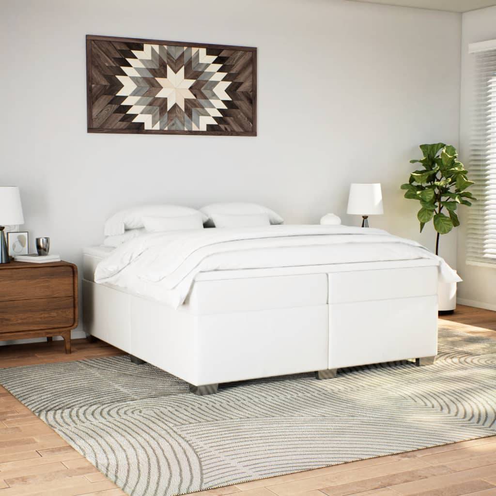 vidaXL Boxspringbett mit Matratze Weiß 200x200 cm Kunstleder