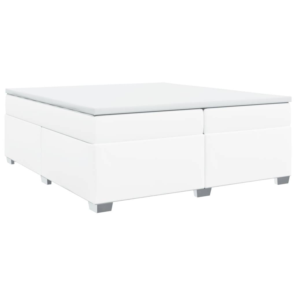 vidaXL Boxspringbett mit Matratze Weiß 200x200 cm Kunstleder