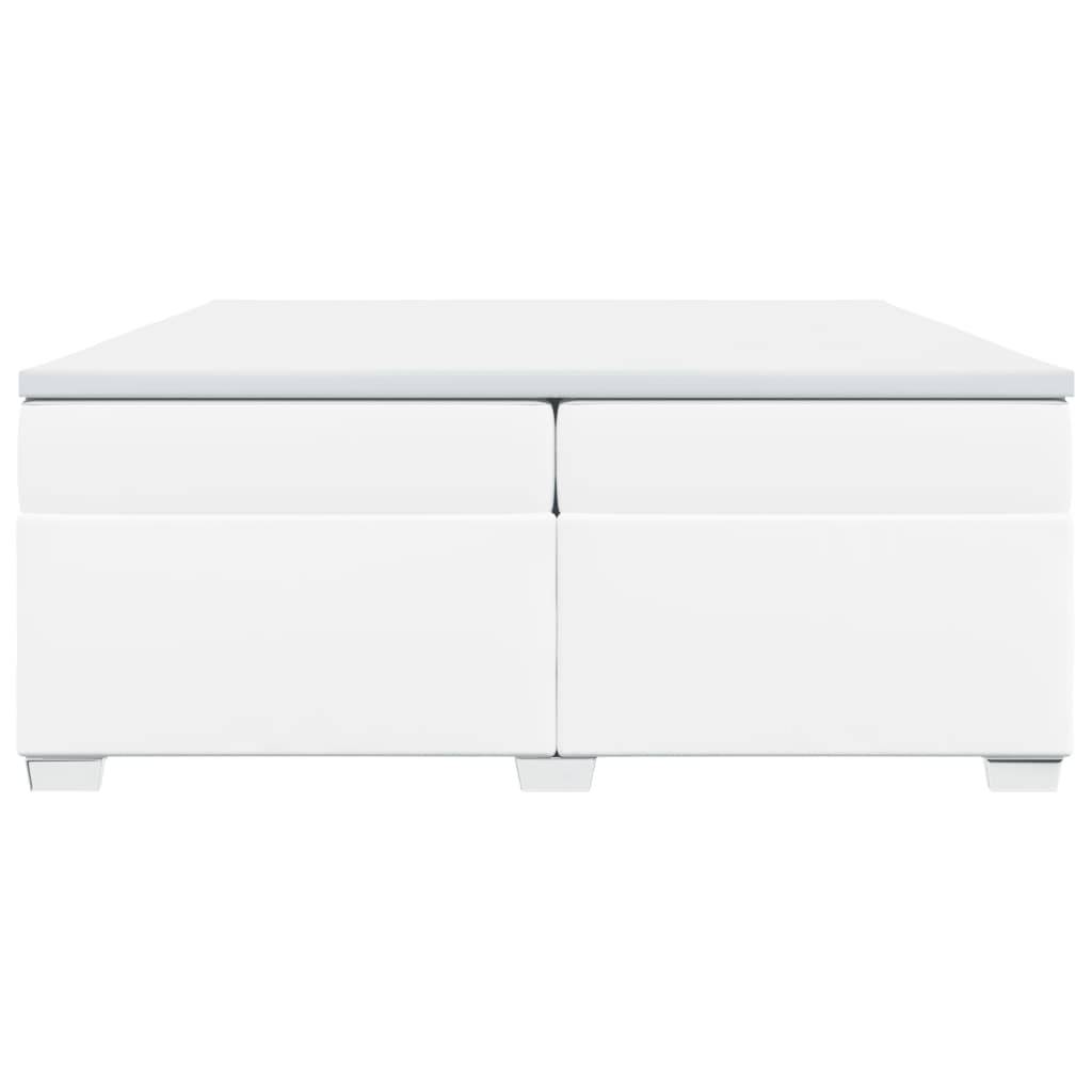 vidaXL Boxspringbett mit Matratze Weiß 200x200 cm Kunstleder