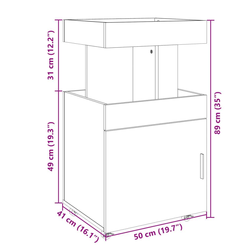 vidaXL Barwagen Räuchereiche 50x41x89 cm Holzwerkstoff