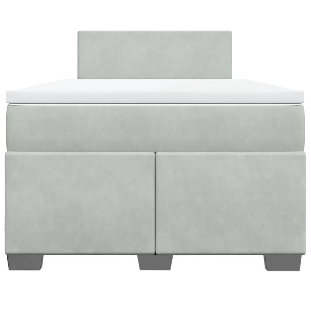 vidaXL Boxspringbett mit Matratze Hellgrau 120x190 cm Samt