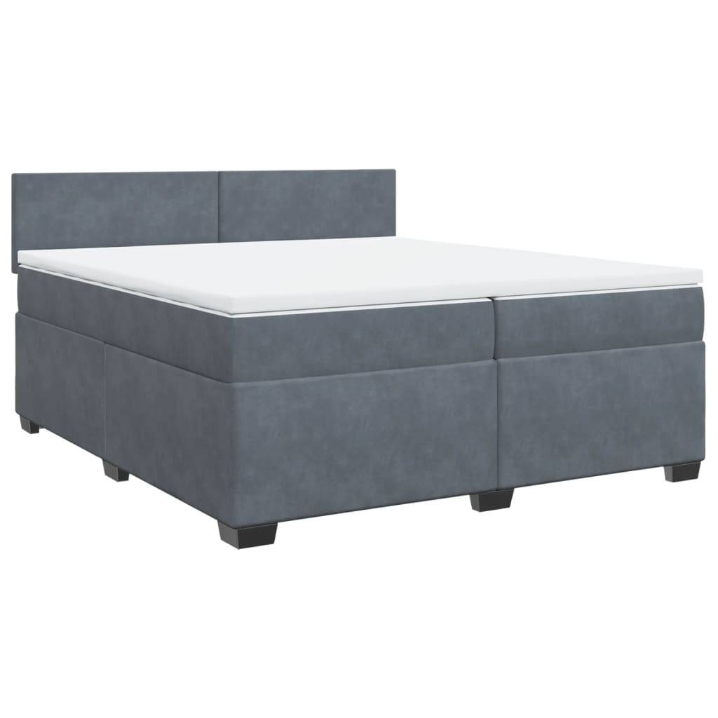 vidaXL Boxspringbett mit Matratze Dunkelgrau 200x200 cm Samt