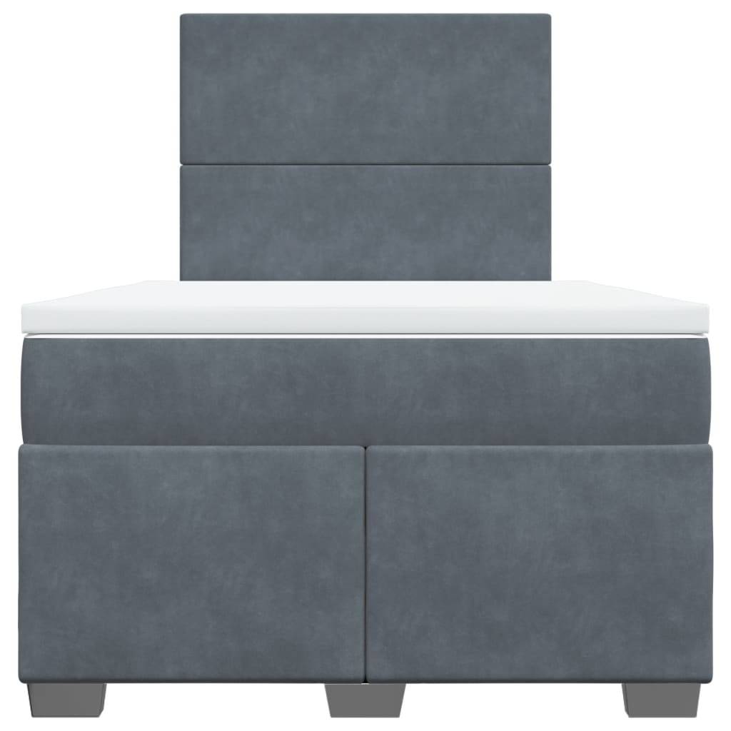 vidaXL Boxspringbett mit Matratze Dunkelgrau 120x190 cm Samt