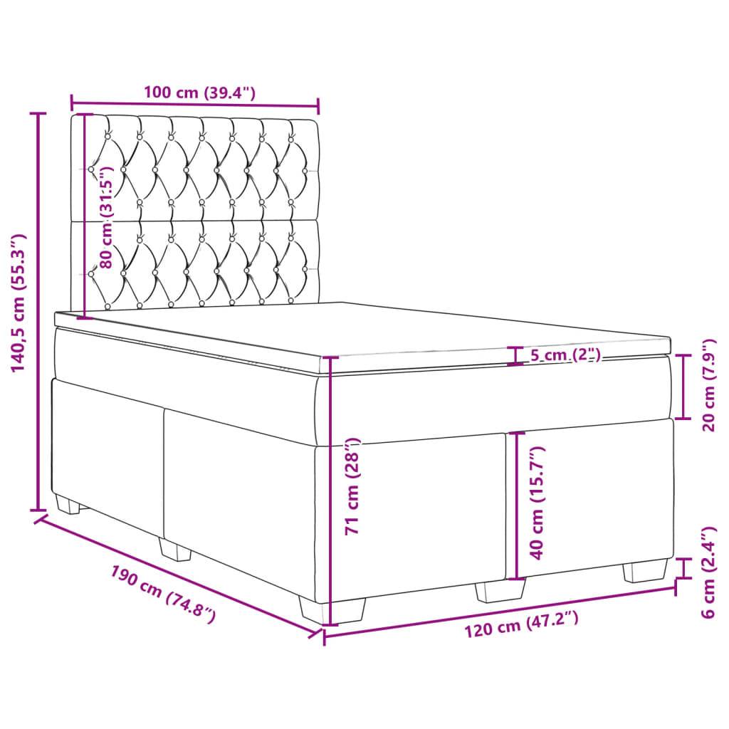 vidaXL Boxspringbett mit Matratze Hellgrau 120x190 cm Samt