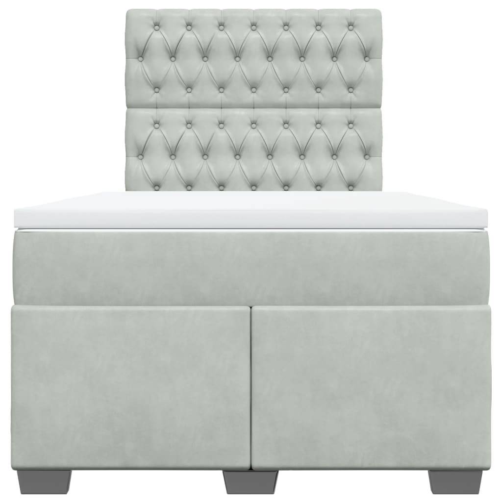 vidaXL Boxspringbett mit Matratze Hellgrau 120x190 cm Samt