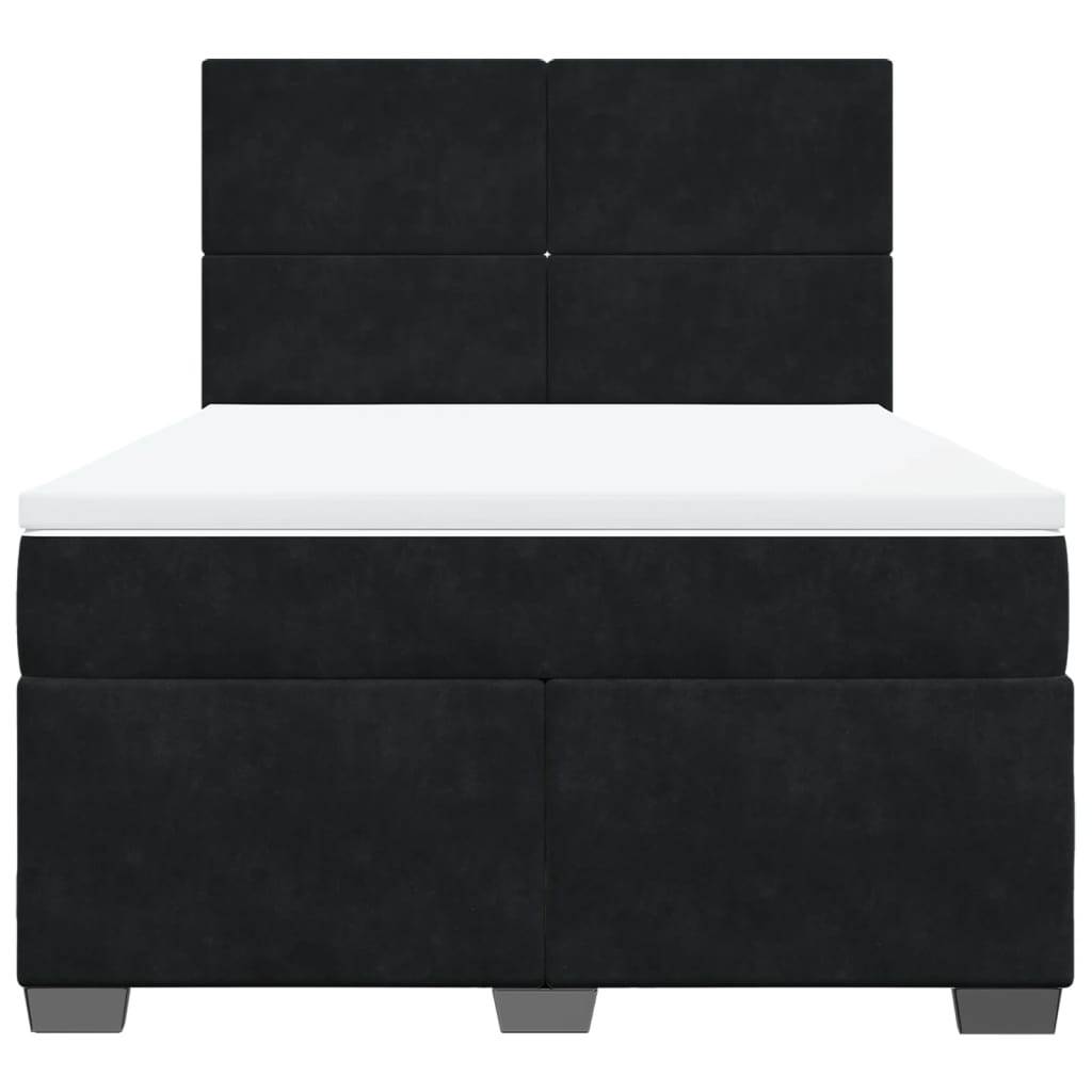 vidaXL Boxspringbett mit Matratze Schwarz 140x190 cm Samt