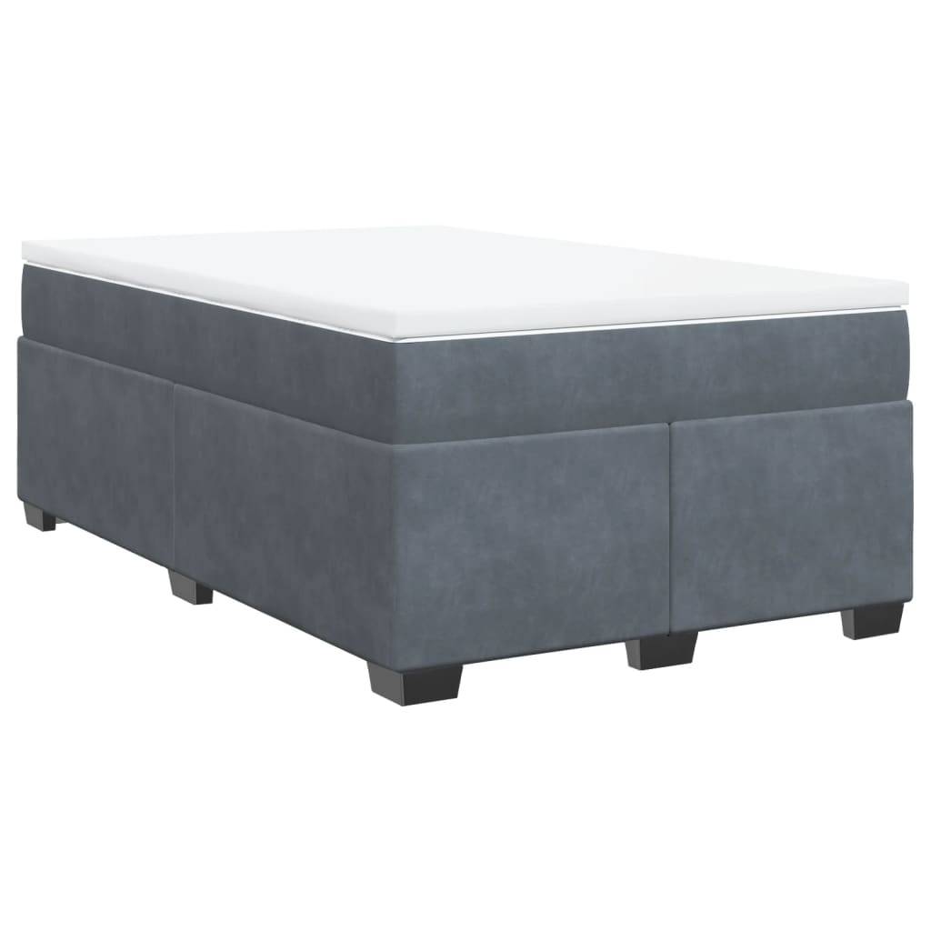 vidaXL Boxspringbett mit Matratze Dunkelgrau 120x190 cm Samt