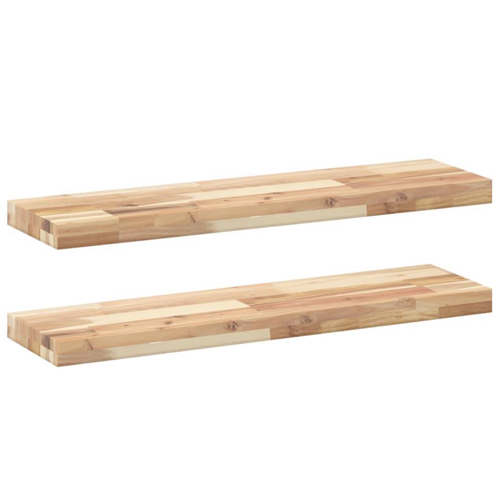 vidaXL Schweberegale 2 Stk. 100x20x4 cm Massivholz Akazie Unbehandelt