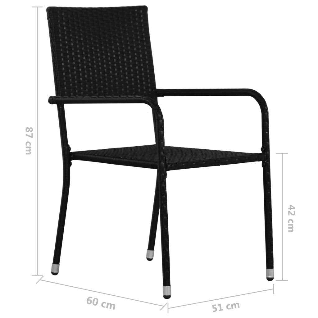 vidaXL Garten-Essstühle 2 Stk. Stapelbar Schwarz Polyrattan