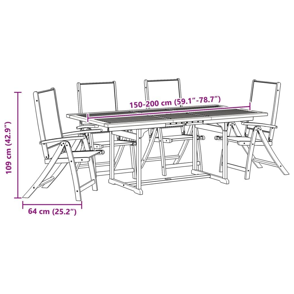 vidaXL 5-tlg. Garten-Essgruppe Massivholz Akazie und Textilene