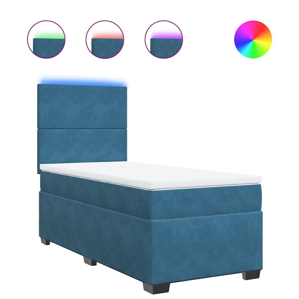 vidaXL Boxspringbett mit Matratze Blau 90x190 cm Samt