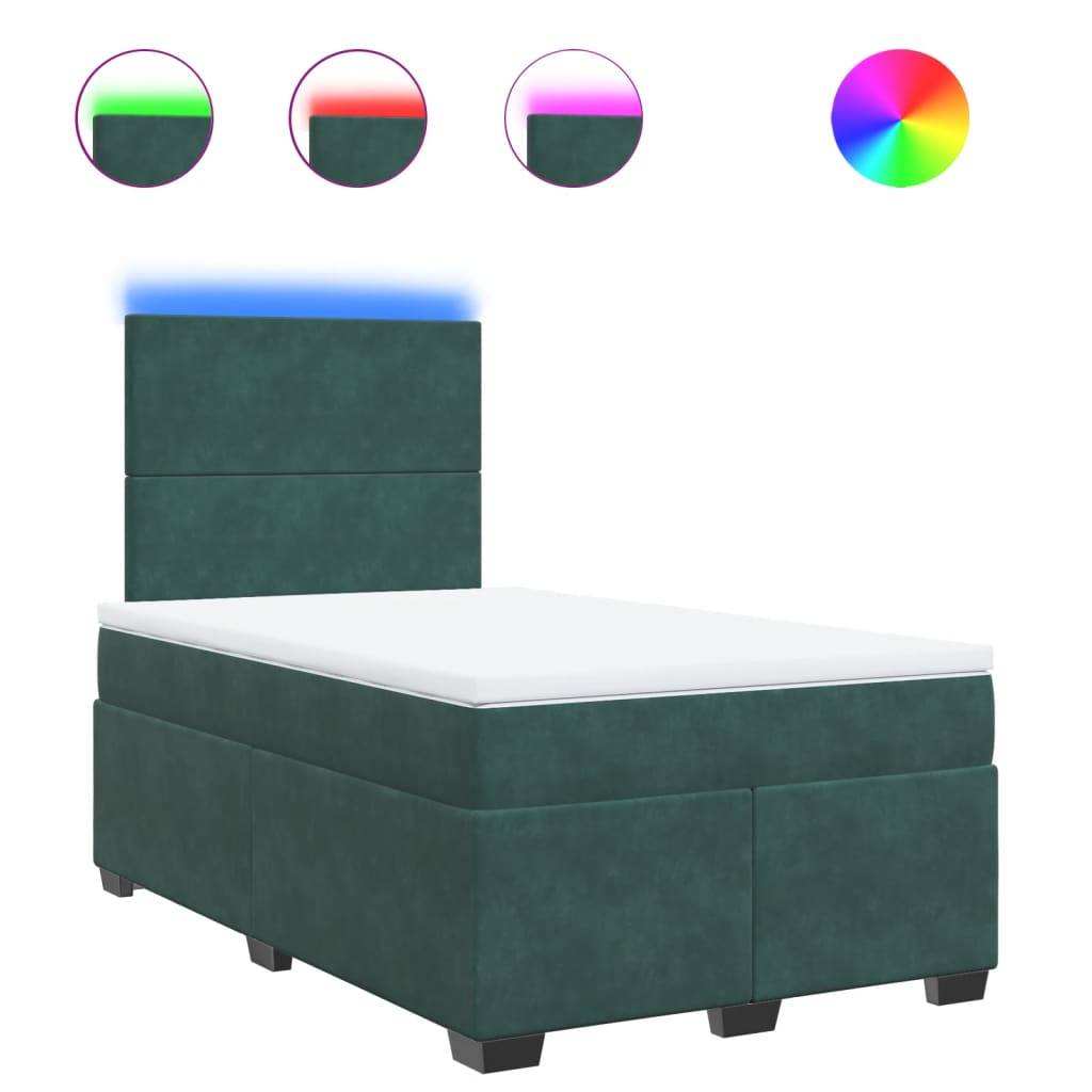 vidaXL Boxspringbett mit Matratze Dunkelgrün 120x190 cm Samt
