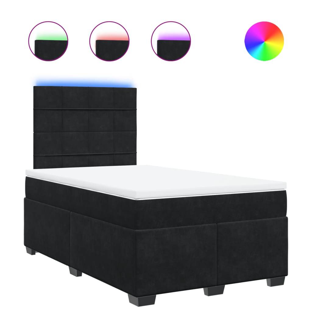 vidaXL Boxspringbett mit Matratze Schwarz 120x190 cm Samt