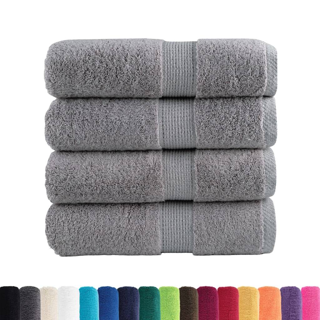 vidaXL Premium-Gästetücher SOLUND 4 Stk. Grau 30x50 cm 600 g/m²