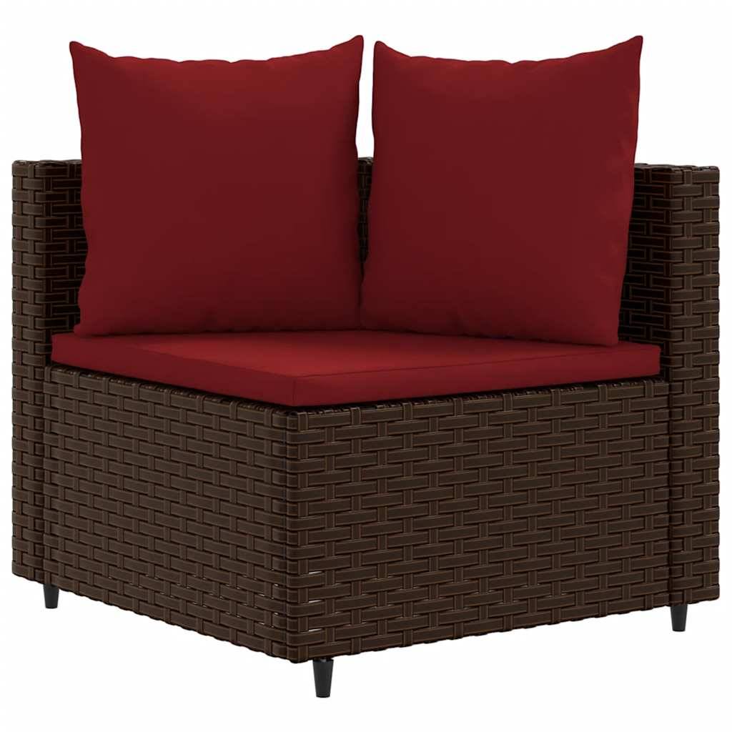 vidaXL 4-tlg. Garten-Sofagarnitur mit Kissen Braun Poly Rattan