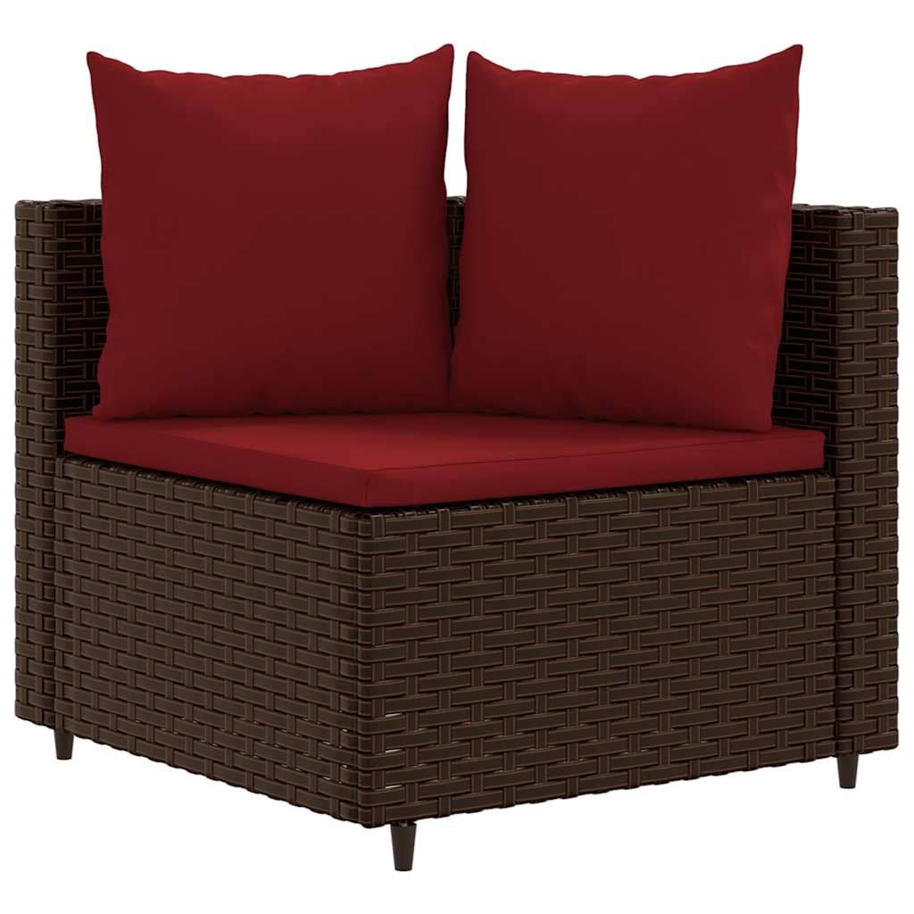 vidaXL 10-tlg. Garten-Sofagarnitur mit Kissen Braun Poly Rattan