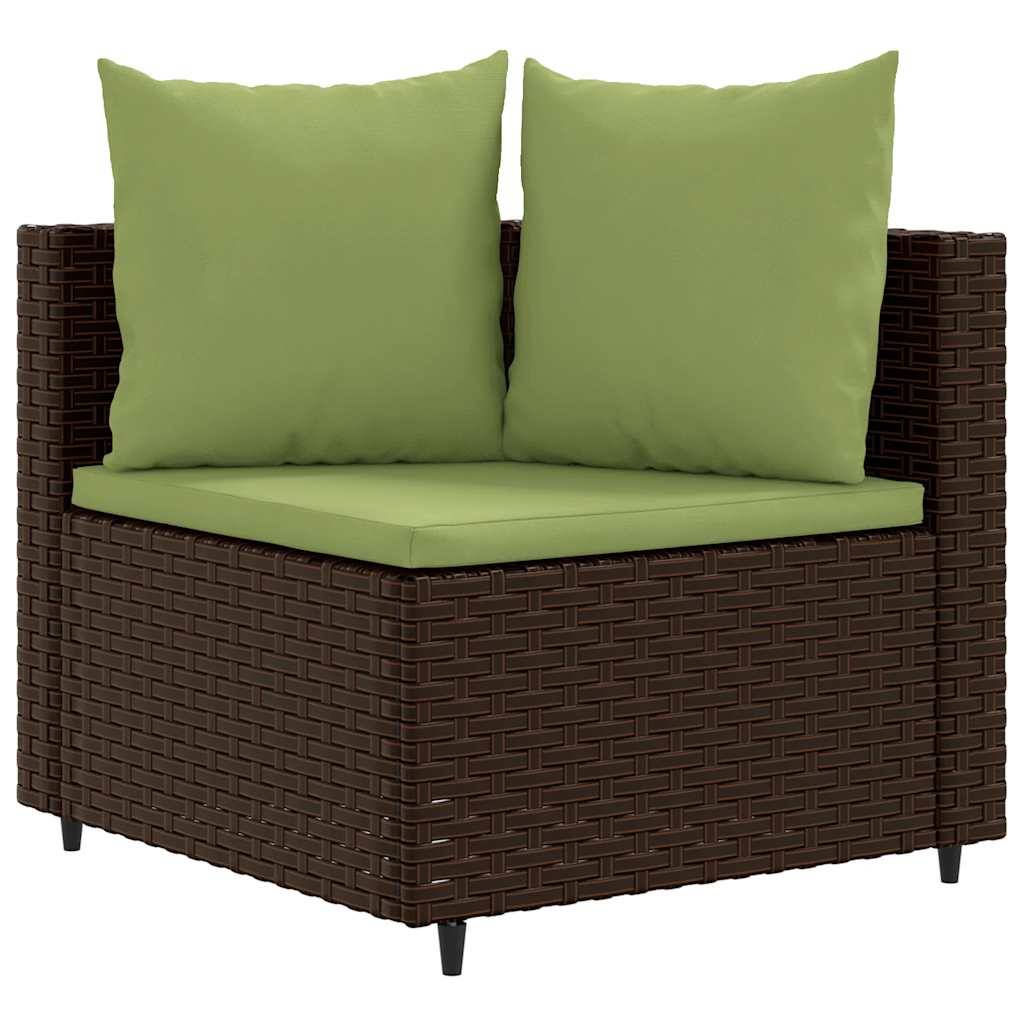 vidaXL 3-tlg. Garten-Sofagarnitur mit Kissen Braun Poly Rattan