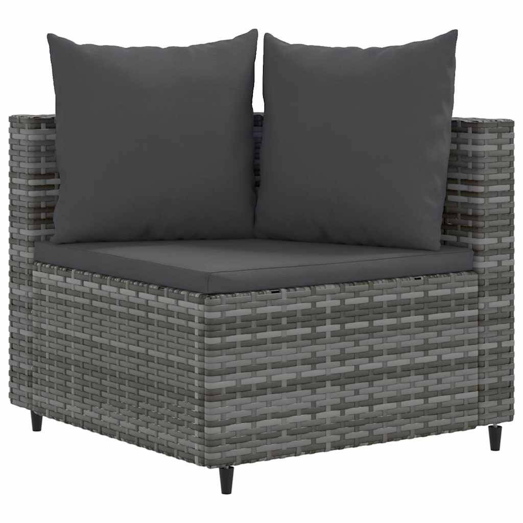 vidaXL 5-tlg. Garten-Sofagarnitur mit Kissen Grau Poly Rattan