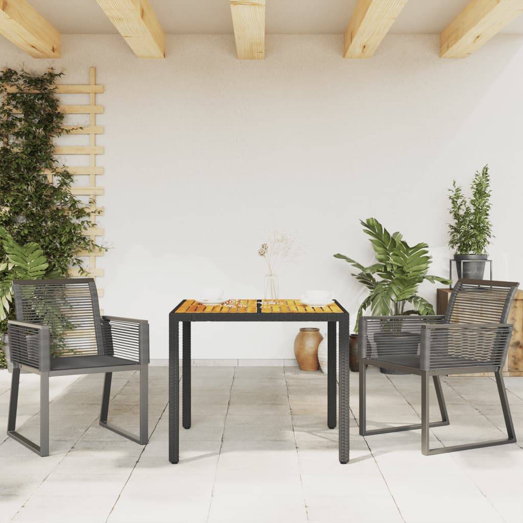 vidaXL Gartenstühle 2 Stk. Schwarz Poly Rattan