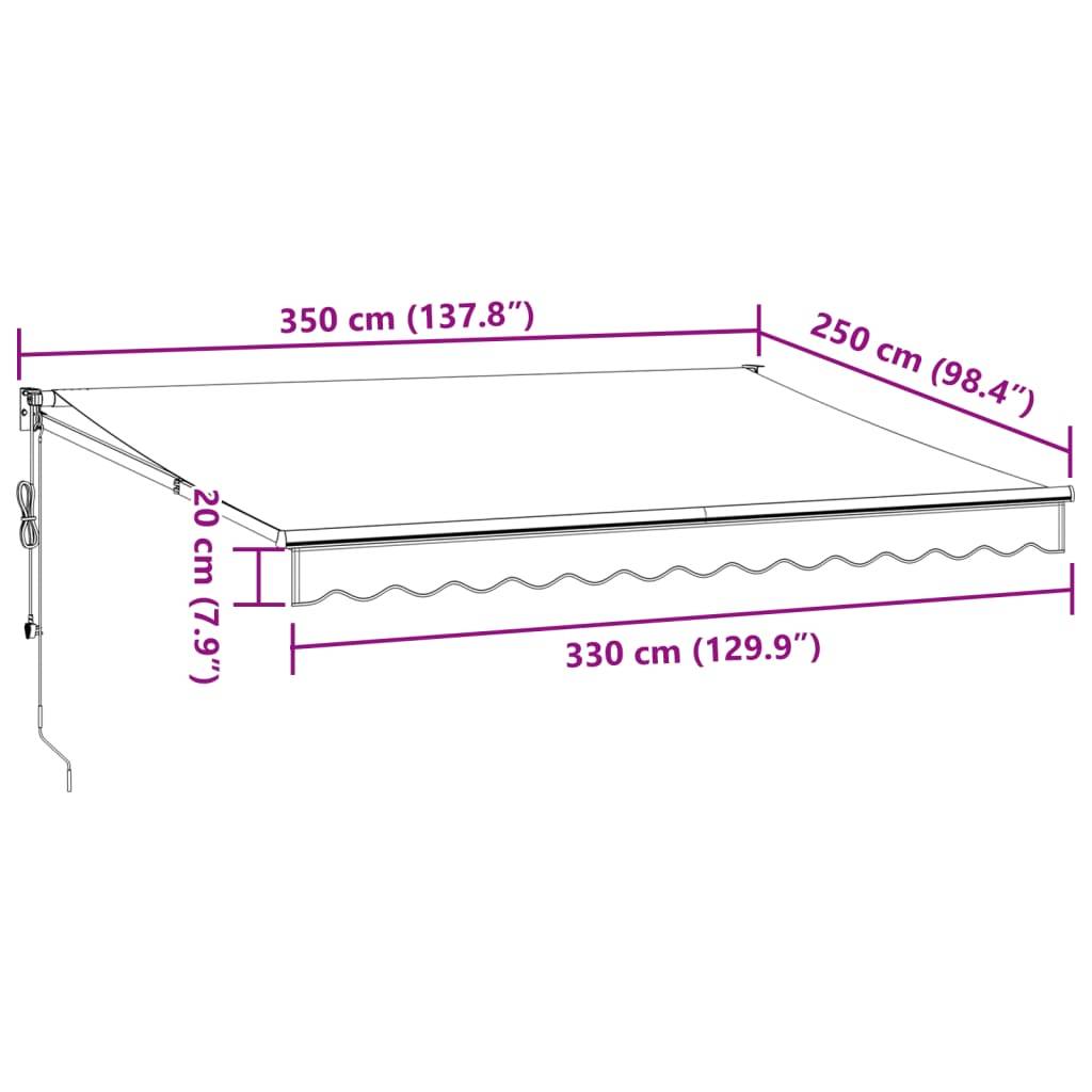 vidaXL Markise Einziehbar Anthrazit & Weiß 3,5x2,5 m Stoff & Aluminium