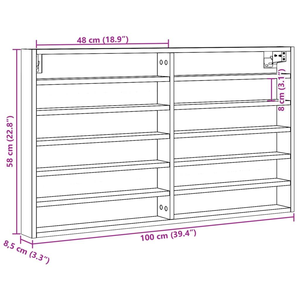 vidaXL Vitrinenschrank Grau Sonoma 100x8,5x58 cm Holzwerkstoff