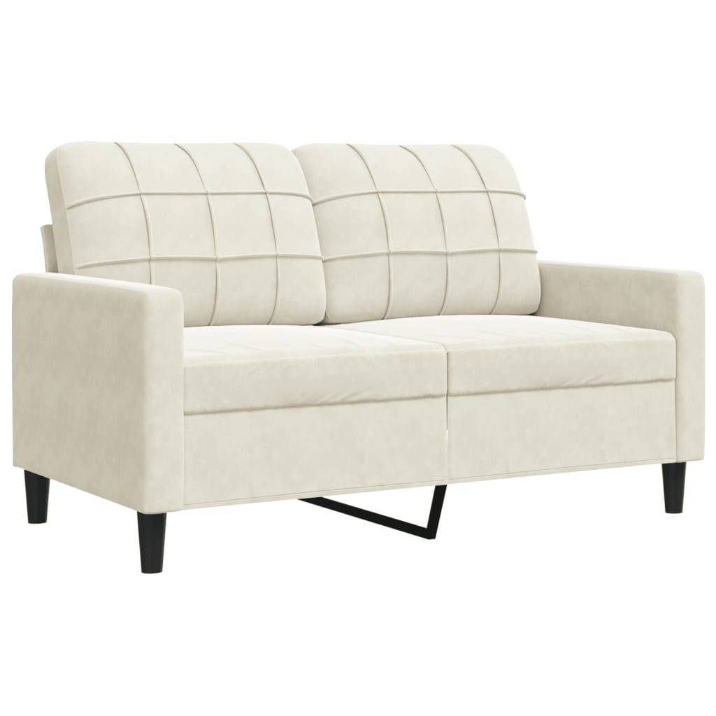 vidaXL 2-tlg. Sofagarnitur mit Kissen Creme Samt