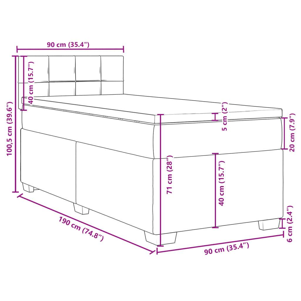 vidaXL Boxspringbett mit Matratze Creme 90x190 cm Stoff