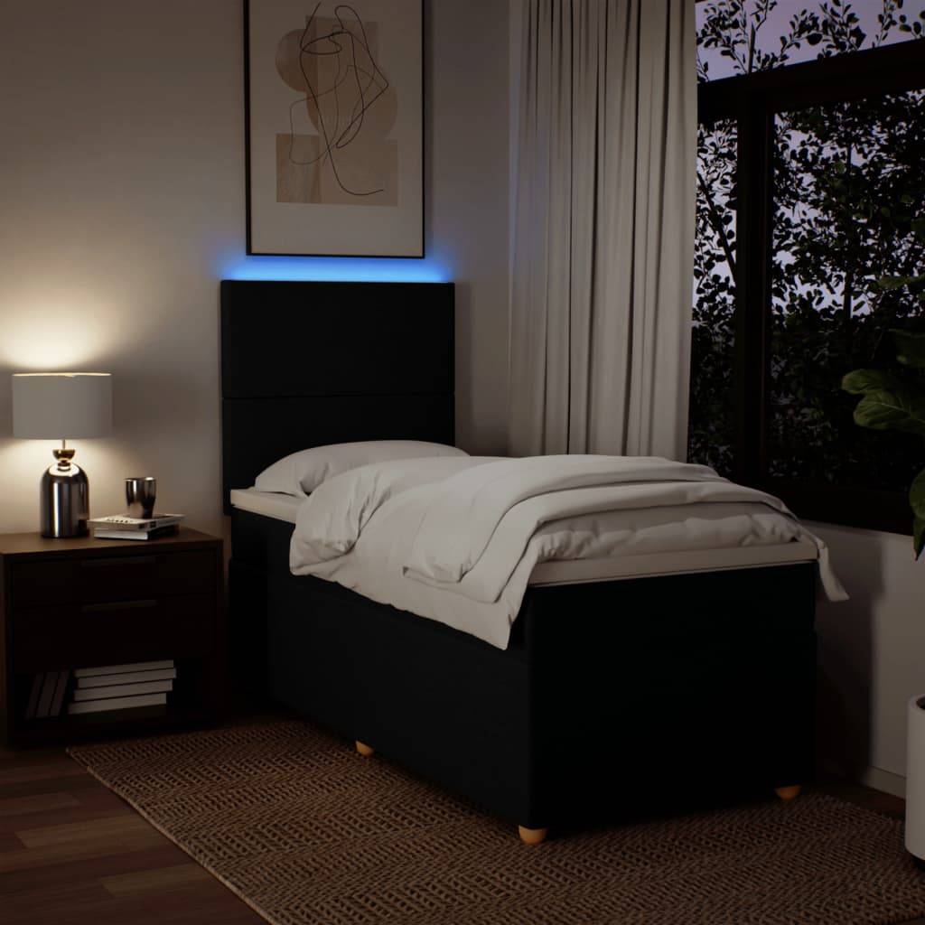 vidaXL Boxspringbett mit Matratze Schwarz 90x190 cm Stoff