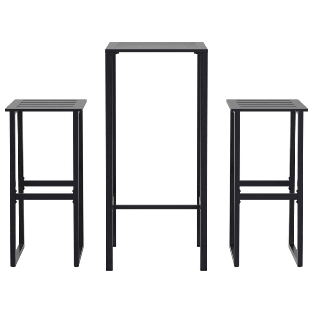 vidaXL 3-tlg. Gartenbar-Set Schwarz Pulverbeschichteter Stahl