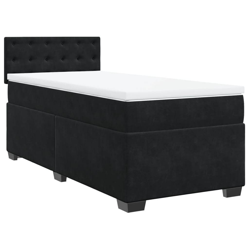 vidaXL Boxspringbett mit Matratze Schwarz 90x200 cm Samt