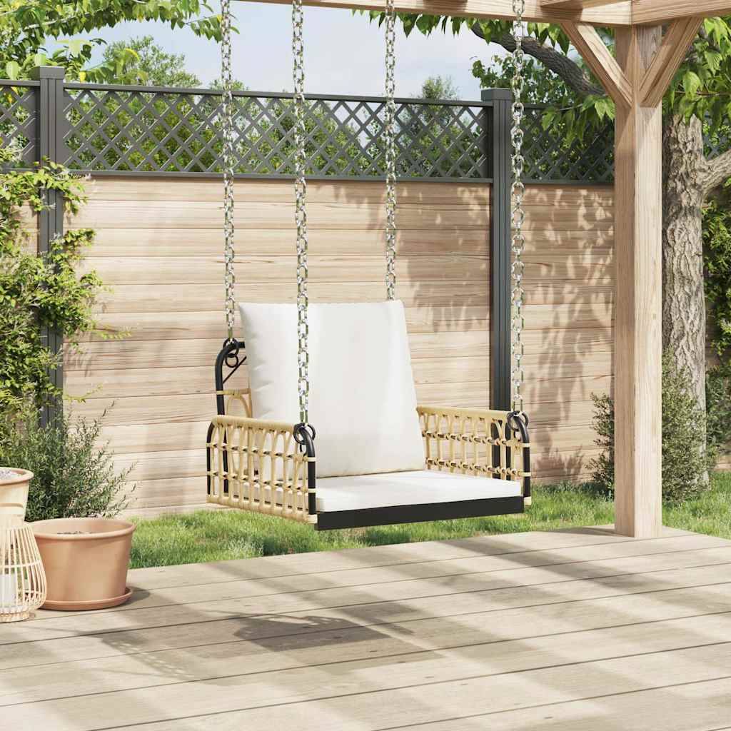 vidaXL Hängestuhl mit Kissen 63x58x39 cm Poly Rattan und Stahl
