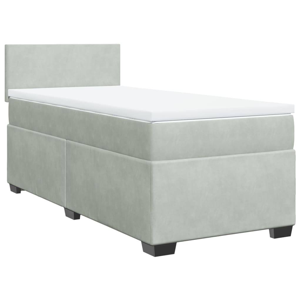 vidaXL Boxspringbett mit Matratze Hellgrau 90x190 cm Samt